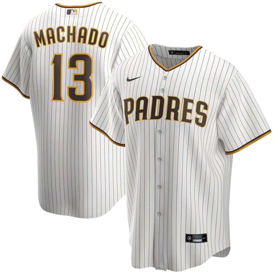 Mens San Diego Padres 13 Manny Machado Nike White Alternate Replica Player MLB Jerseys
